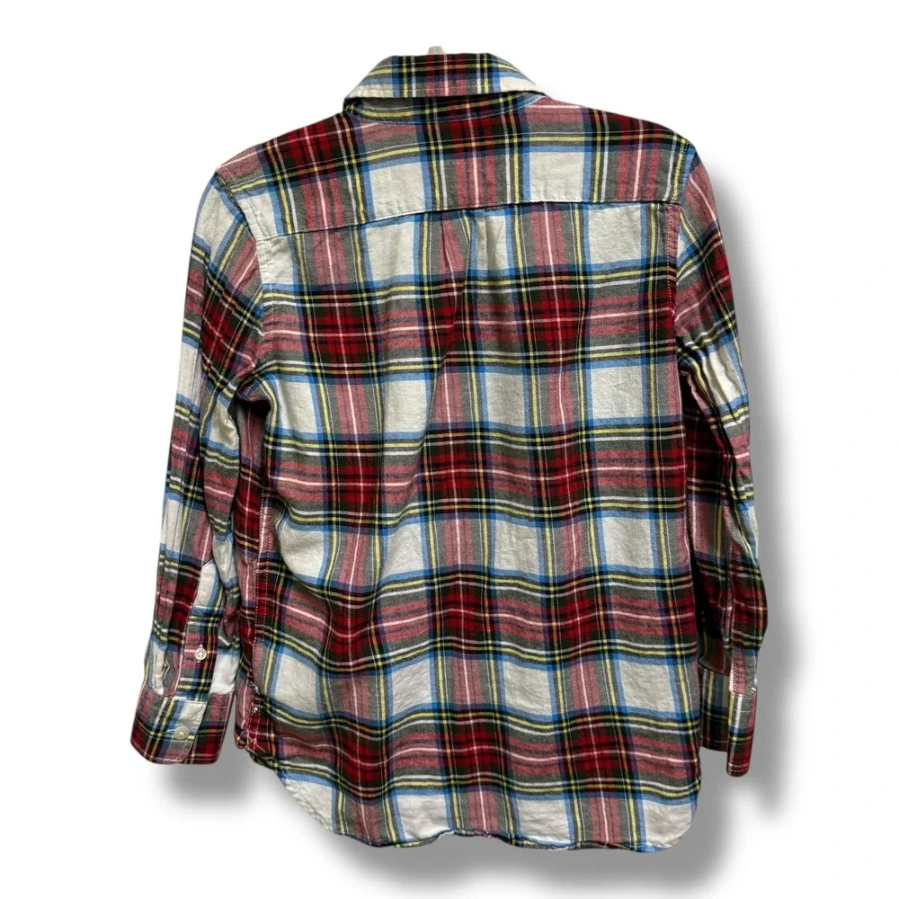 GAP Kids Plaid Long Sleeve‎ Button Down Shirt Flannel S 6-7 Tartan Red Blue